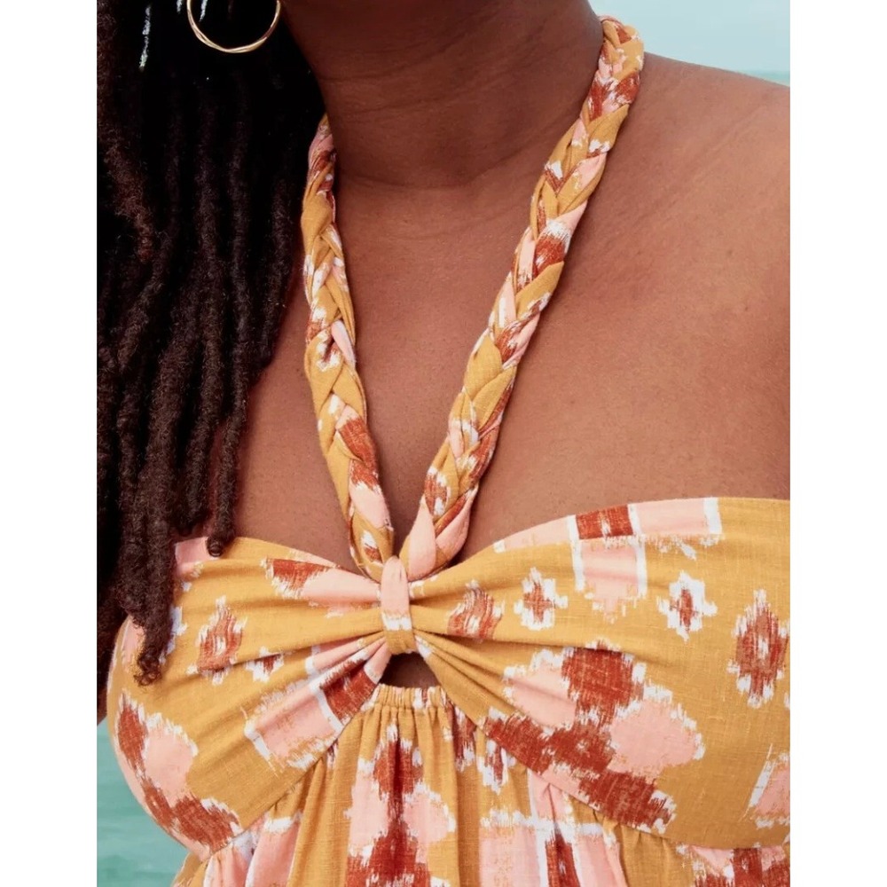 2/$30 New with tags Aerie Mustard Yellow Sleeveless Linen Blend Midi Dress XXS - Picture 4 of 10